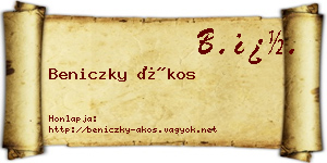 Beniczky Ákos névjegykártya