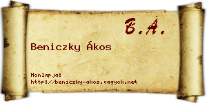 Beniczky Ákos névjegykártya